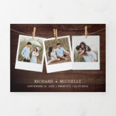 Aquamarin Hydrangea Mason Jar String Lights Hochze Dreifach Gefaltete Einladung (Cover)