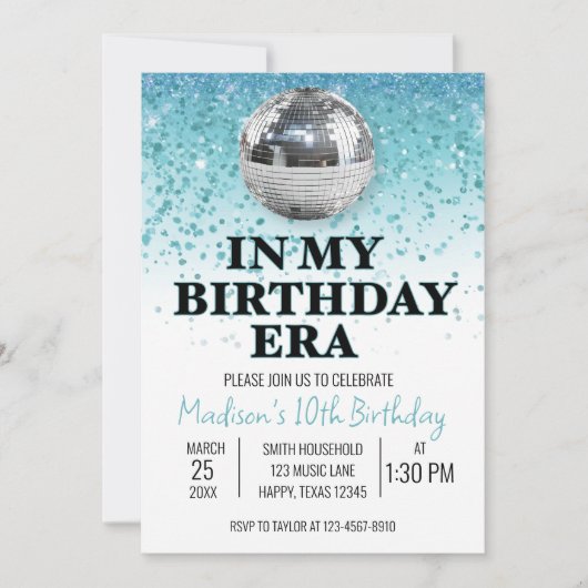 Aquamarin in meiner Geburtsstunde Einladung (Vorderseite)