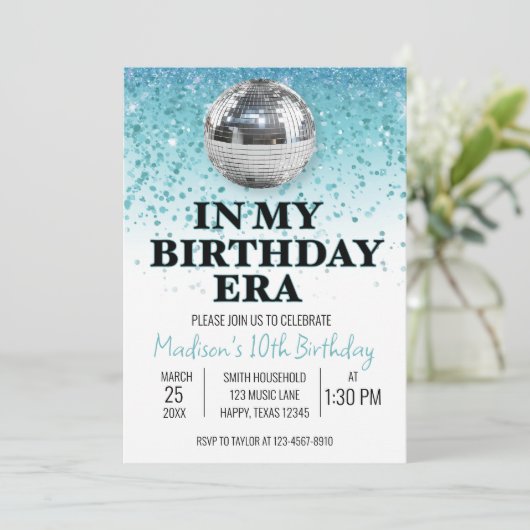 Aquamarin in meiner Geburtsstunde Einladung (Stehend Vorderseite)