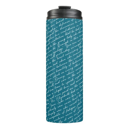 Aquamarin Jane Austen Pride Prejudice Thermosbecher (Vorderseite)