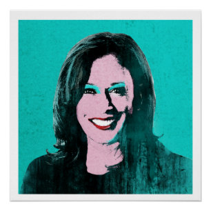 Aquamarin Kamala Harris Pop Art Poster