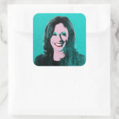 Aquamarin Kamala Harris Pop Art Quadratischer Aufkleber (Tasche)