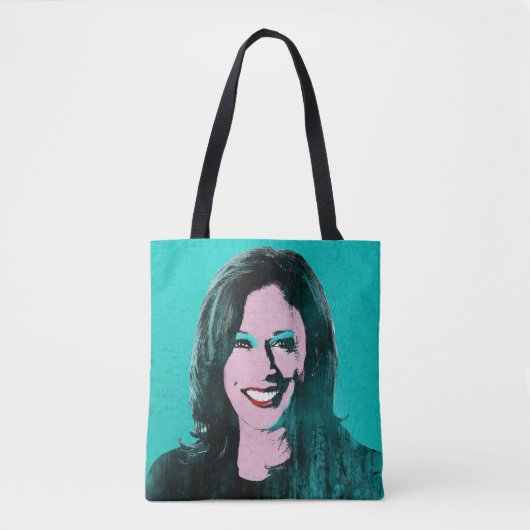 Aquamarin Kamala Harris Pop Art Tasche (Vorderseite)