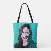 Aquamarin Kamala Harris Pop Art Tasche (Rückseite)