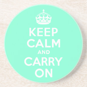 Aquamarin Keep Calm and Carry On Untersetzer