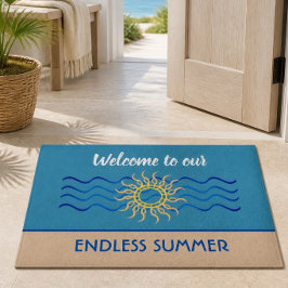 Aquamarin & Khaki | Endlose Sommerwillkommenstor Fußmatte