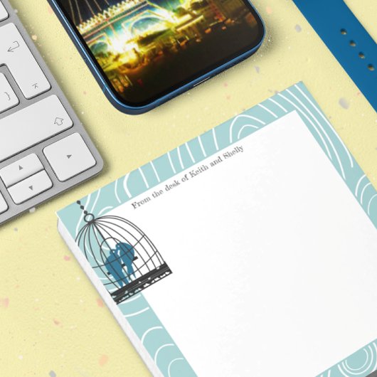 Aquamarin Kissing Love Birds Scrapbook Page oder K Notizblock