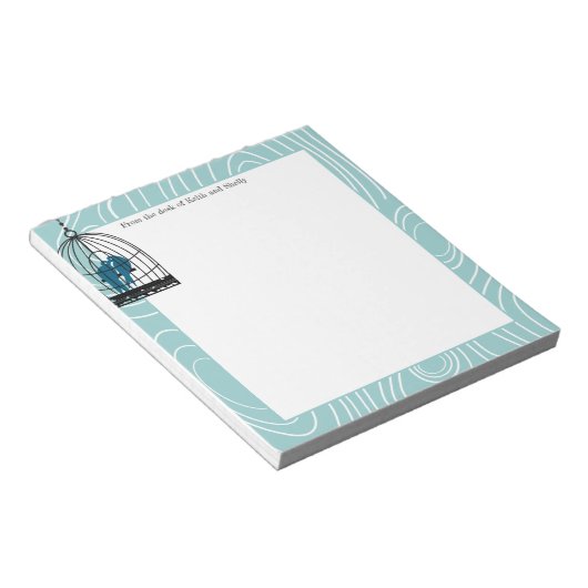 Aquamarin Kissing Love Birds Scrapbook Page oder K Notizblock (angewinkelt)