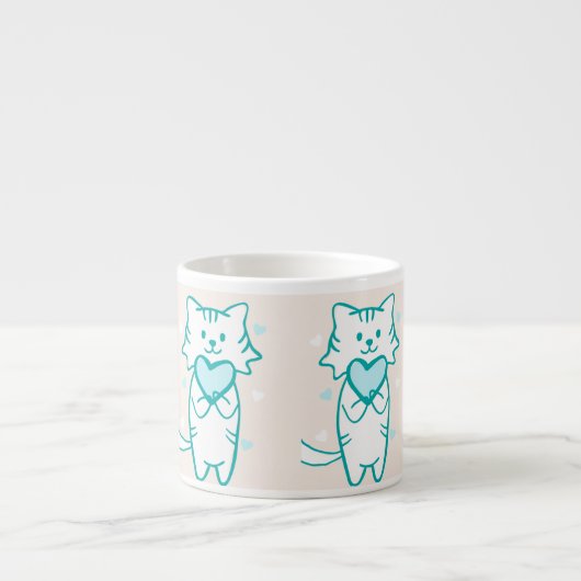 Aquamarin Kitty Espressotasse (Vorderseite)