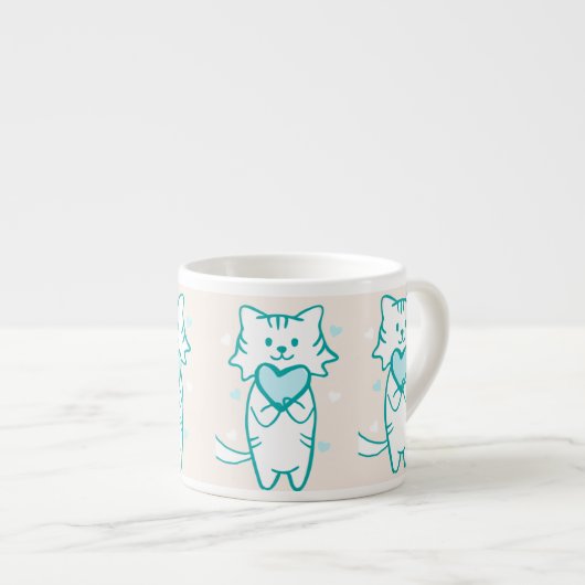 Aquamarin Kitty Espressotasse (Vorderseite Rechts)
