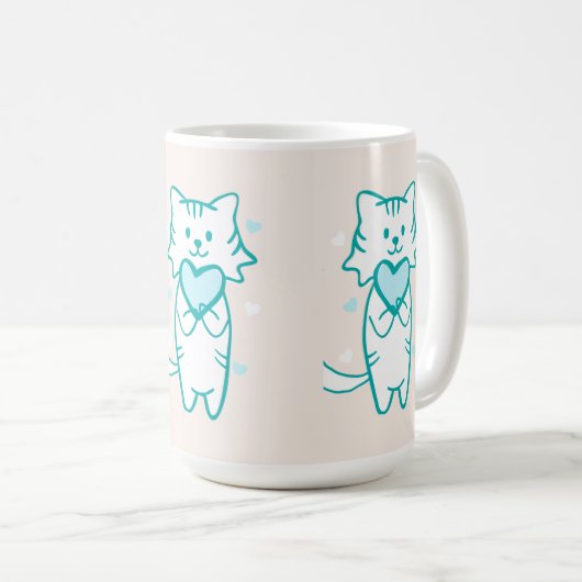 Aquamarin Kitty Kaffeetasse (VorderseiteRechts)