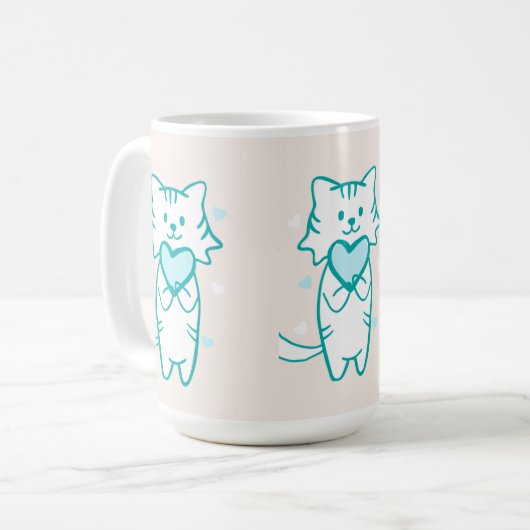 Aquamarin Kitty Kaffeetasse (Vorderseite Links)