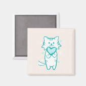 Aquamarin Kitty Magnet (Vorderseite/Rückseite)