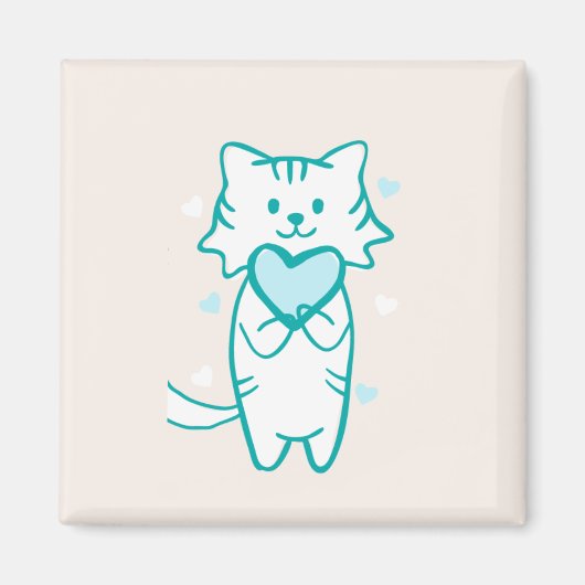 Aquamarin Kitty Magnet (Vorne)
