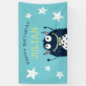 Aquamarin | Kleines Monster Personalisierte Geburt Banner (Vertikal)