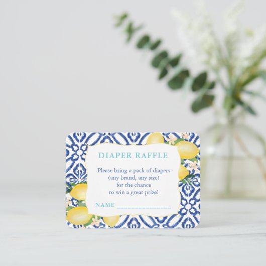 Aquamarin, Kobalt und Zitronen Windelwinddusche Begleitkarte (Stehend Vorderseite)