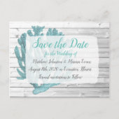 Aquamarin Koralle Personalisiert Save the Date Pos Postkarte (Vorderseite)