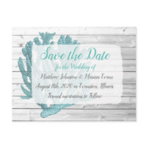 Aquamarin Koralle Personalisiert Save the Date Pos