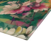 Aquamarin, Korallen und Mauve Modernes Kunstglas Schneidebrett (Ecke)