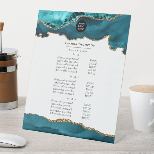 Aquamarin - Kurse für Türkis und Gold Agate Sockelschild (In Situ)