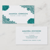 Aquamarin Lace Hydrangea Floral Wedding Event Plan Visitenkarte (Vorne/Hinten)