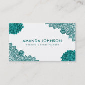 Aquamarin Lace Hydrangea Floral Wedding Event Plan Visitenkarte (Vorderseite)