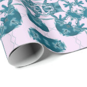 Aquamarin Lacy Square Kaleidoskop Geschenkpapier (Rolleneckpunkt)