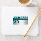 Aquamarin Leopard Aquamarin Bow Rücksendeadressen- Adressaufkleber (Insitu)