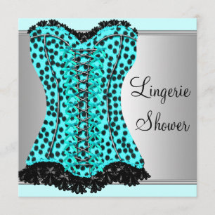 Aquamarin Leopard Corset Lingerie Brautparty Einladung