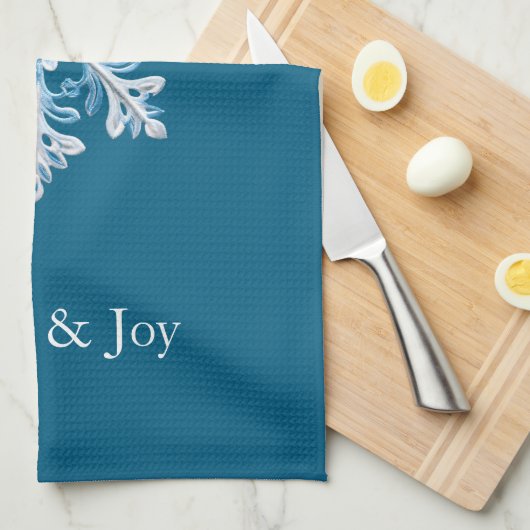 Aquamarin Light Blue White Snowflakes Weihnachten Geschirrtuch (Viertel Falte)