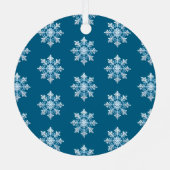 Aquamarin Light Blue White Snowflakes Weihnachten Ornament Aus Metall (Rückseite)