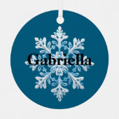 Aquamarin Light Blue White Snowflakes Weihnachten Ornament Aus Metall (Vorderseite)