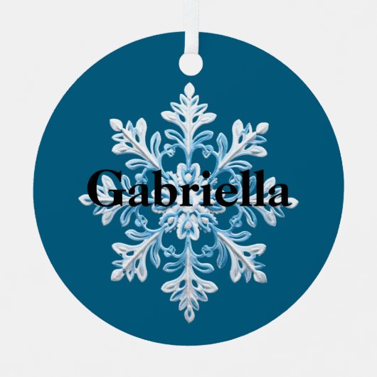 Aquamarin Light Blue White Snowflakes Weihnachten Ornament Aus Metall (Vorderseite)