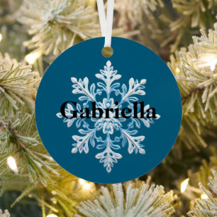 Aquamarin Light Blue White Snowflakes Weihnachten Ornament Aus Metall