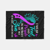 Aquamarin Lila in Erinnerung an mein Sohn Selbstmo Fleecedecke (Vorderseite (Horizontal))