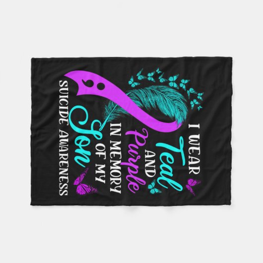 Aquamarin Lila in Erinnerung an mein Sohn Selbstmo Fleecedecke (Vorderseite (Horizontal))