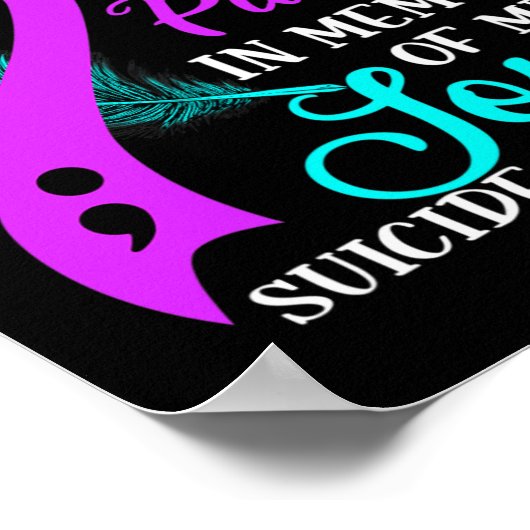 Aquamarin Lila in Erinnerung an mein Sohn Selbstmo Poster (Ecke)