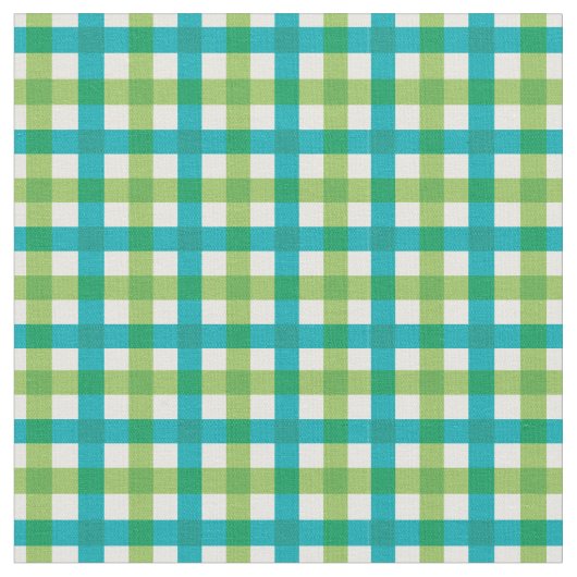 Aquamarin & Lime Green Bright Gingham Kariert / Ta Stoff (Nahaufnahme)