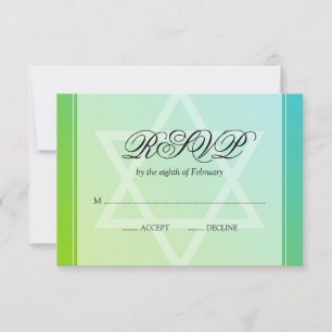 Aquamarin Lime Green Star von David Bat Mitzvah UA RSVP Karte