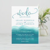 Aquamarin machen wir Watercolor Ombre Wedding Einladung (Stehend Vorderseite)