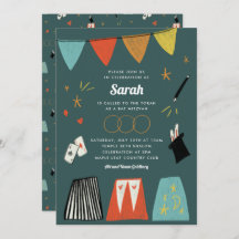 Aquamarin Magic Show Bar Bat Mitzvah Einladung