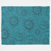 Aquamarin Magische Vintage Sonnenstrahlen Fleecedecke (Vorderseite (Horizontal))