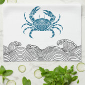 Aquamarin Mandala Crab Geschirrtuch (Gefaltet)