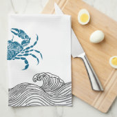 Aquamarin Mandala Crab Geschirrtuch (Viertel Falte)