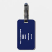 aquamarin marineblaue Mannschaftsfarben mit Monogr Gepäckanhänger (Rückseite vertikal)