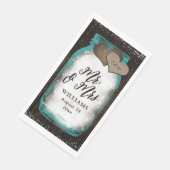 Aquamarin Mason Jar Barn Wood Mr. & Mrs. Wedding Serviette (Ecke)