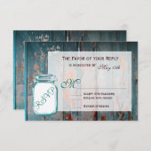 Aquamarin Mason Jar Rustic Barn Wood Wedding RSVP (Vorne/Hinten)