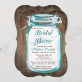 Aquamarin Mason Jar Rustic Bridal Dusche Einladung (Vorne/Hinten)
