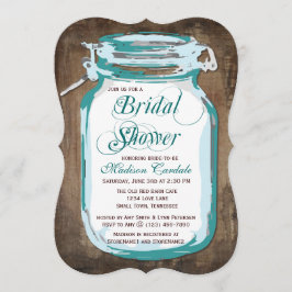 Aquamarin Mason Jar Rustic Bridal Dusche Einladung