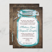 Aquamarin Mason Jar Rustic Country Wedding Einladu Einladung (Vorne/Hinten)